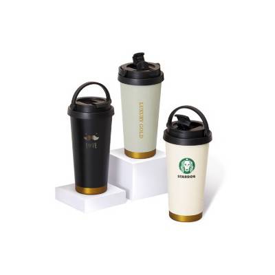 럭셔리 골드 핸들 이중진공 스텐 텀블러 500ml
