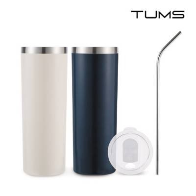 텀스 무지 심플 진공 스텐텀블러 600ml+슬라이드 뚜껑+커브형 스텐 스트로우