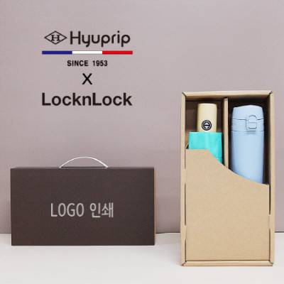 협립 3단 마시멜로 완전자동우산+락앤락 슬림핏원터치 400ml 텀블러세트