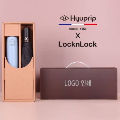 협립 3단 60 울트라고밀도(30데니어) 레자손 완전자동우산+락앤락 슬림핏원터치 400ml 텀블러세트