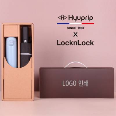 협립 3단60 슈퍼TEN(10K) 거꾸로 야광안전 완전자동우산+락앤락 슬림핏원터치 400ml 텀블러세트
