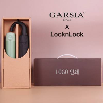 가르시아 3단 블랙곡자손 완전자동우산+락앤락 슬림핏원터치 400ml 텀블러세트