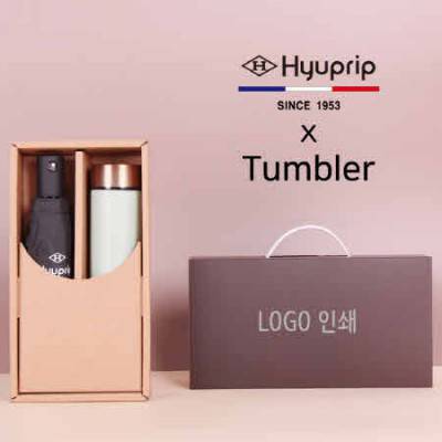 협립 3단 심플 수동우산+로나 이중진공 500ml 텀블러세트