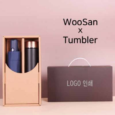 가르시아 3단 모던 완전자동 우산+로나 이중진공 500ml 텀블러세트