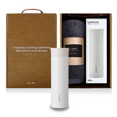 레스쁘리 고급 텀블러세트 AA(락앤락 슬림핏 스크류 텀블러400ml+타올)