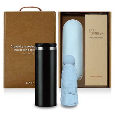 레스쁘리 고급 더벅스텀블러 세트 C(텀블러 450ml+마카롱우산)
