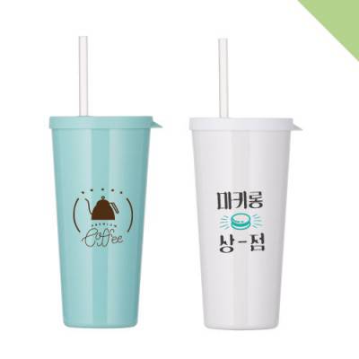 심플빨대컵(민트,화이트) 670ml