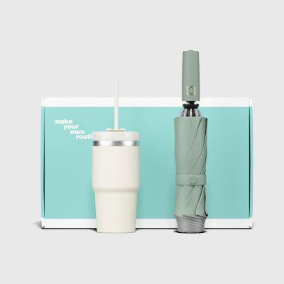 루티네 선물세트 거꾸로 2세대 자동 우양산+밀크티 텀블러