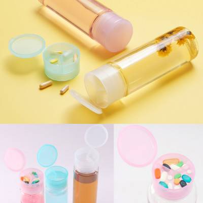 타임체크 알약보틀 트라이탄 500ml 반투명알약뚜껑 알약담는뚜껑