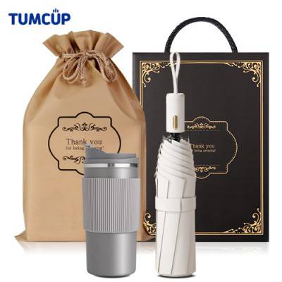 텀컵 텀블러 우산 선물세트 (TS-2410U3 텀블러1+3단 원터치 자동우산1)
