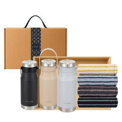 핸들 익스트림 손잡이 텀블러 500ml + 송월 스트라이프 타올 1P 고급띠지 선물세트