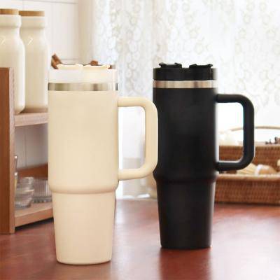 르웨이 진공 스테인리스 빨대 포함 대용량 손잡이 텀블러 900ml