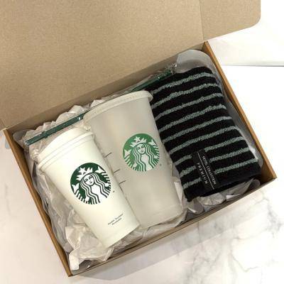 스타벅스 리유저블 핫컵 473ml + 벤티컵 709ml + 송월 스트라이프 수건 고급띠지 기프트박스