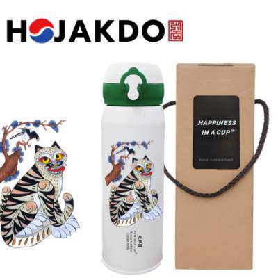 한국전통 민화 호작도 까치와 호랑이 원터치 텀블러 500ml