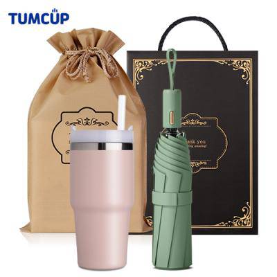 텀컵 텀블러 우산 선물세트 (TS-2505U3_텀블러1+3단 원터치 자동우산1)