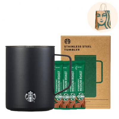 스타벅스 SS 블랙 매트 데비 텀블러 473ml+ 스타벅스 미디움 로스트 커피스틱5p 쇼핑백 선물세트