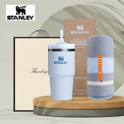 시즈넬 선물세트 스탠리 빨대텀블러591ml+플랜체크무릎담요
