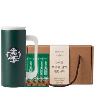 스타벅스 SS 뉴턴 하우스 그린 텀블러 + 스타벅스 스틱커피 + 기프트박스