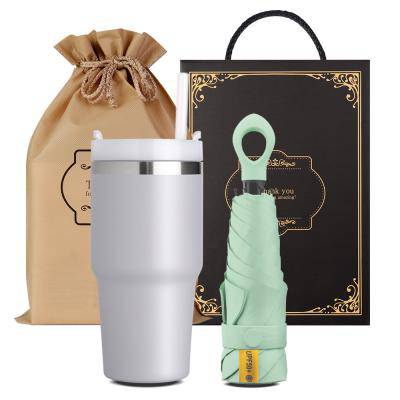 텀컵 텀블러 우산 선물세트(TS-2505UM_텀블러1+5단 멀티고리 미니우산1)