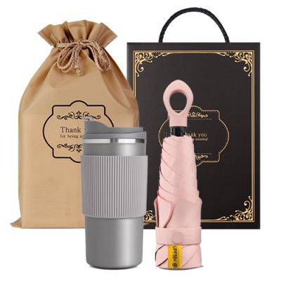 텀컵 텀블러 우산 선물세트(TS-2410UM_텀블러1+5단 멀티고리 미니우산1)