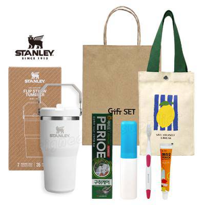 스탠리 플립스트로591ml 텀블러세트5호 페리오100g 파우치 뉴따봉LG칫솔치약(쇼핑백포함)